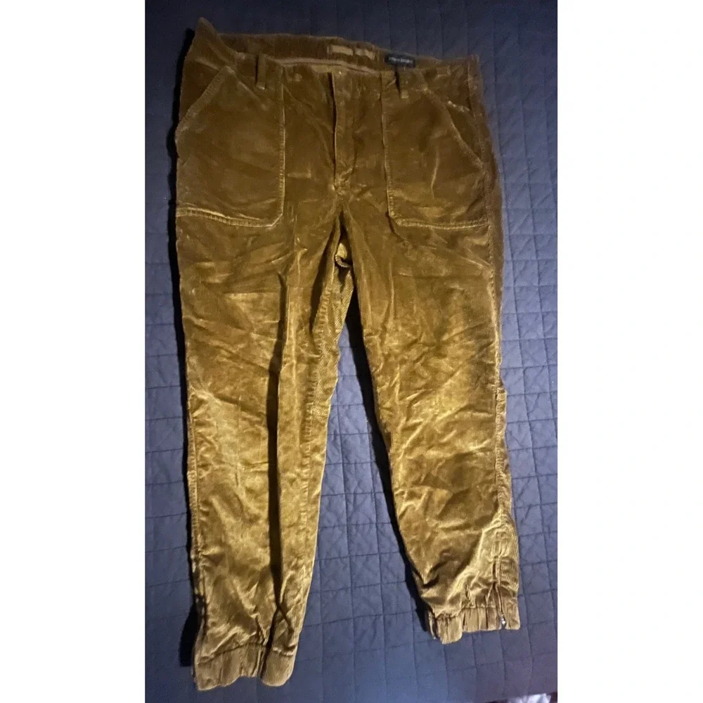 Banana Republic Mustard Gold Corduroy Utility Jogger Pants Size 18 Ankle Zip‎